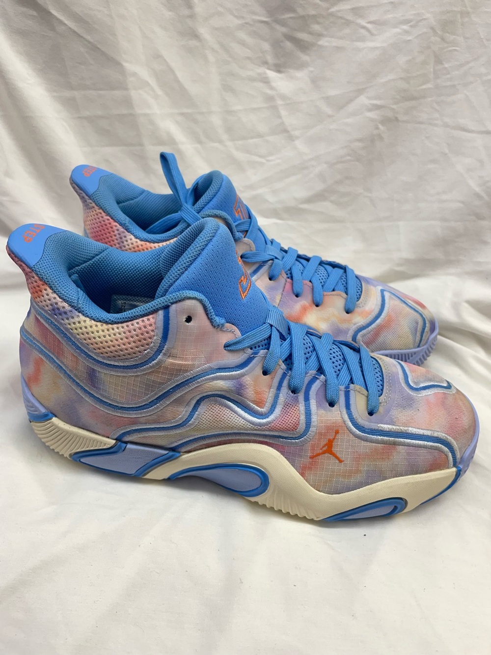 Nike Jordan Tatum 3 PF Kids Blue and Pink Tie-Dye Basketball Sneakers sz 7y